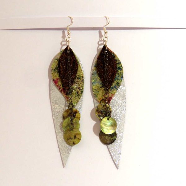 Boucles d oreilles cuir et nacre
