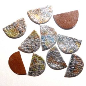 10 découpes cuir argenté effets moirés diy bijoux fantaisie