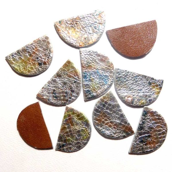 10 découpes cuir argenté effets moirés diy bijoux fantaisie