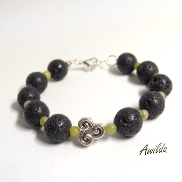 Bracelet homme Triskel et pierre de lave