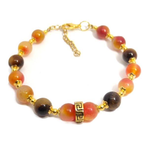 Bracelet réglable perles de Cornaline et Oeil de tigre